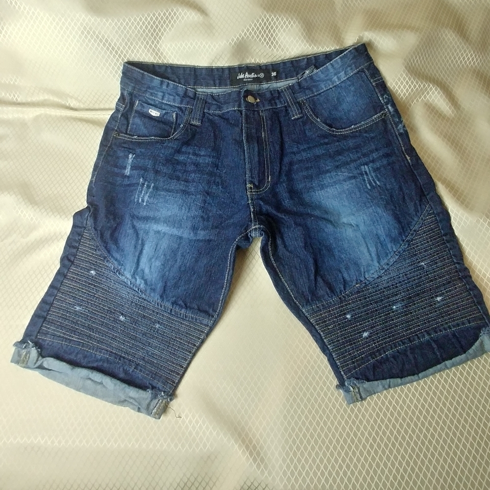 Dark Blue Men's Jean Shorts - Picture 4 of 4